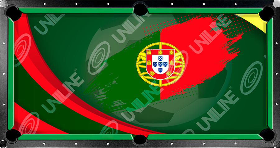 paño de billar con diseño futbolero de la bandera de portugal